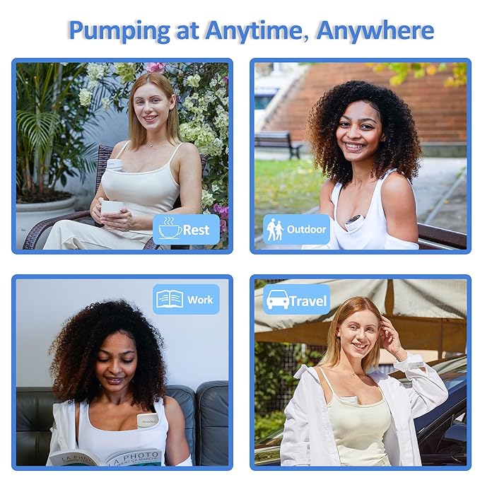 M6 Electric Breast Pump,4 Mode & 12 Levels,LED Display, Wearable Hands-Free Breast Pump,Portable Breast Pump (White 1 PCS)