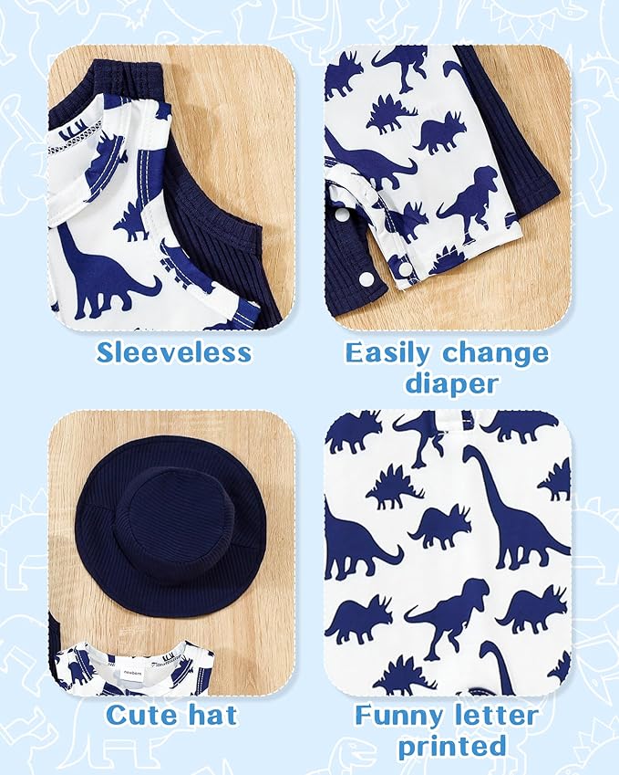 NZRVAWS Newborn Baby Boy Girl Clothes Unisex Infant Romper Pants Set Hat 4-Pack Outfits 0-12 Months 16 Pieces Toddler