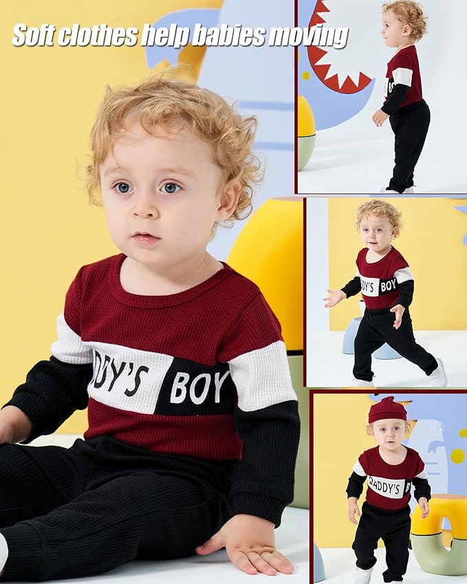 SUNNY PIGGY Baby Boy Clothes Newborn Infant Boys Outfits Romper Hat Pants 3PC Set 0-3 3-6 6-12 12-18 Month Clothing Gift