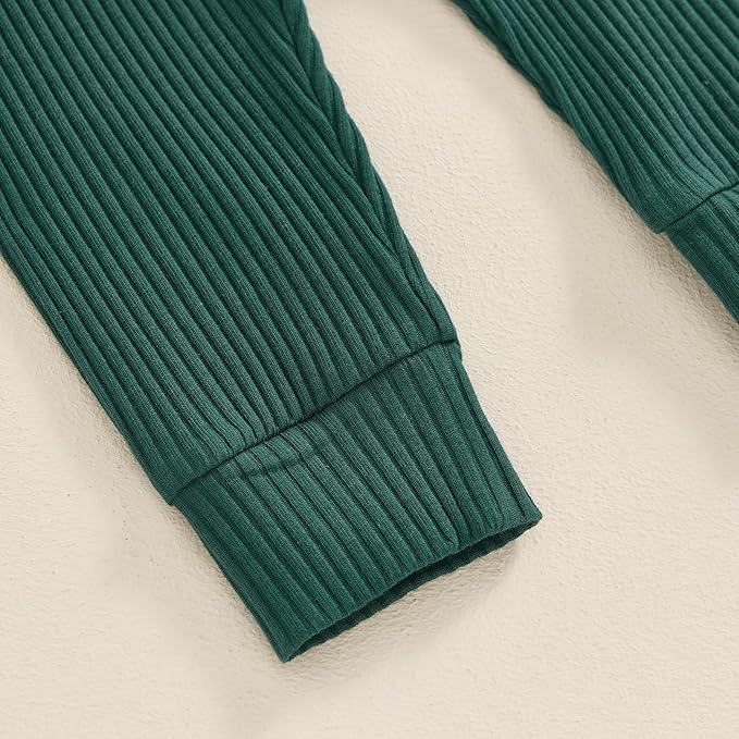 Newborn Baby Boy Girl Clothes Ribbed Knitted Long Sleeve Romper Pants Solid Cotton Infant Fall Winter Outfits 2Pcs