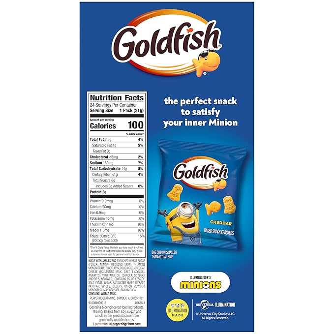 Goldfish Minions Cheddar Crackers, 24 Lunch Box Packs