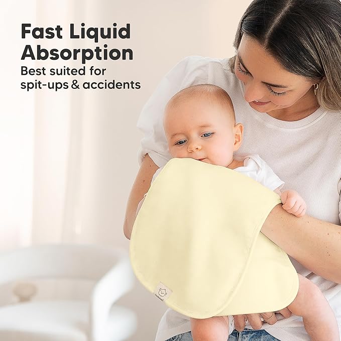 Organic Burp Cloths Baby Boy & Girl - 5-Pack Super Absorbent Cotton Burping Cloths for Babies, Soft & Plush Newborn Spit Up Rags, Infant Towels for Milk Spit Up, Unisex, Large 21" x 10" (Phase)