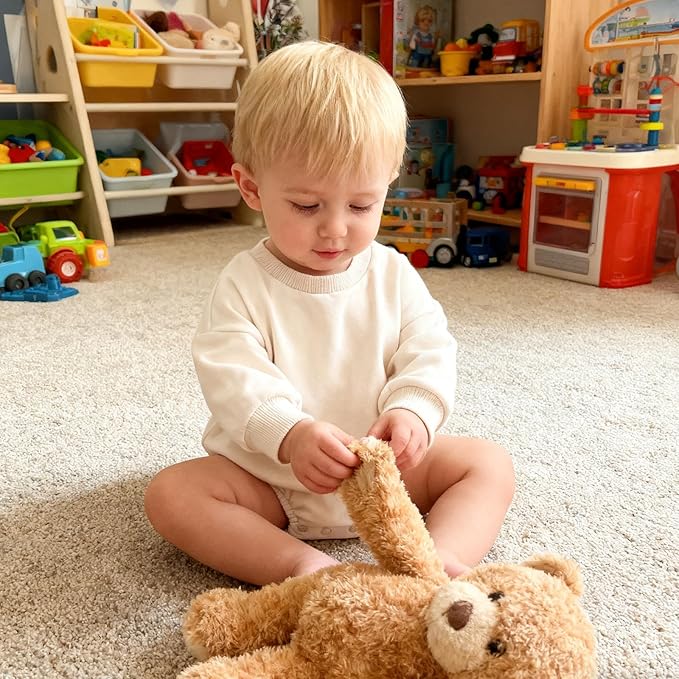 Bafeicao Baby Boy Girl Sweatshirt Romper Organic Cotton Solid Color Long Sleeve Bubble Romper Oversized Warm Fall Winter