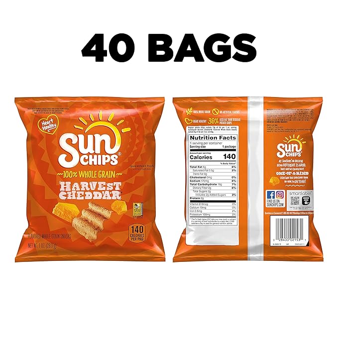 Sunchips Multigrain, Harvest Cheddar, 1 Ounce (Pack of 40)