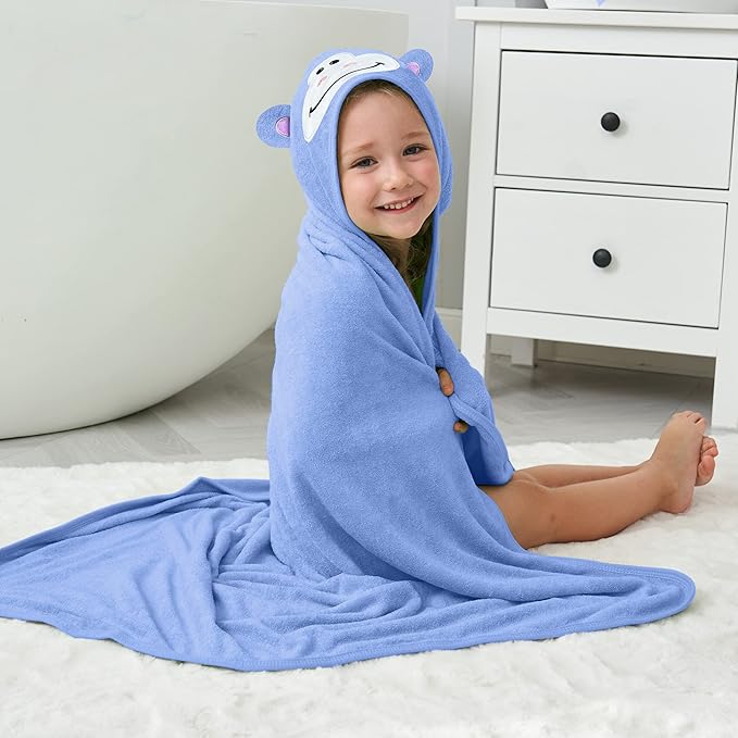 HIPHOP PANDA Hooded Towel - Rayon Made from Bamboo, Bath Towel with Bear Ears for Newborn, Babie, Toddler, Infant - Absorbent Large Baby Towel - Gorilla, 30 x 30 Inch