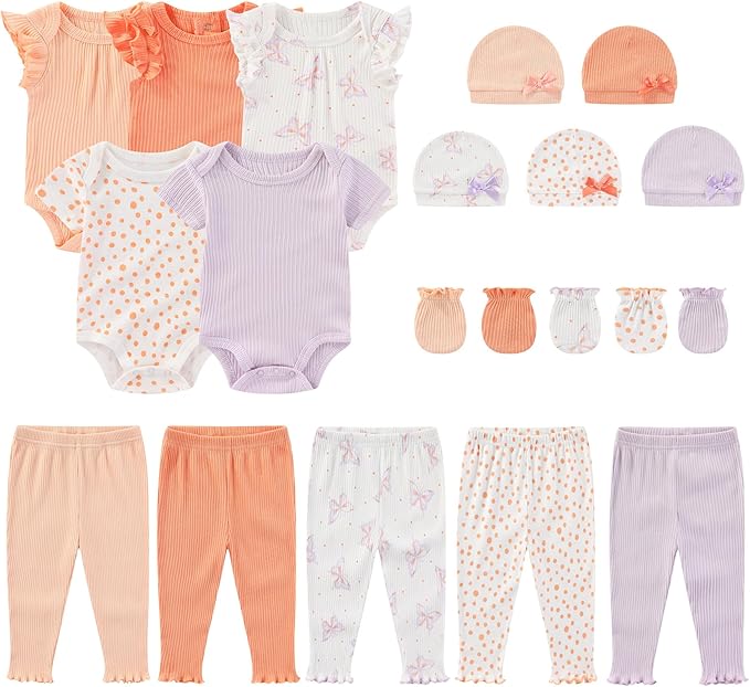 Newborn Layette Gift Set 20-Piece Cotton Baby Boy Girl Clothes Essentials and Accessories