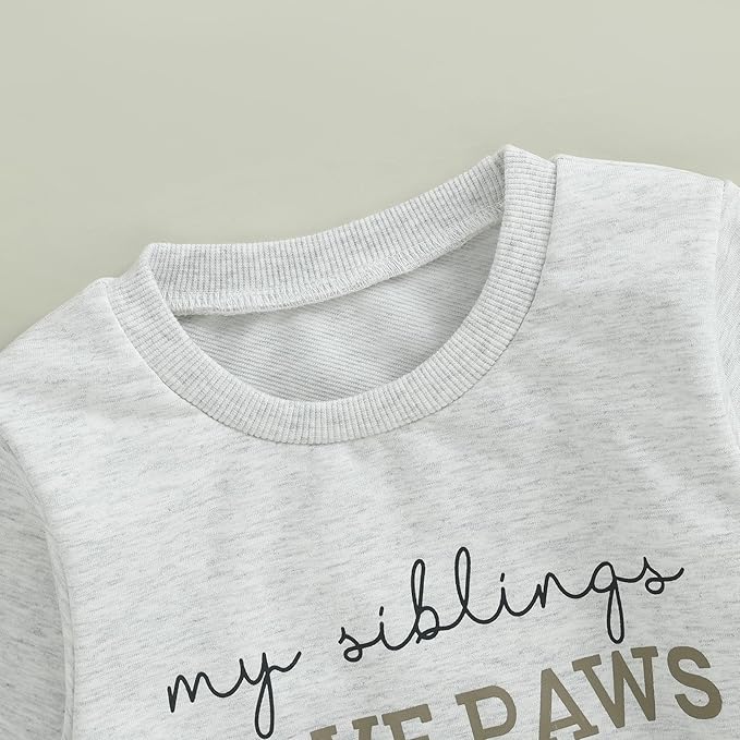 Kupretty Baby Boy Girl Sweatshirt Romper Cute Winter Fall Clothes Siblings Crew Neck Long Sleeve Bubble Infant Bodysuit