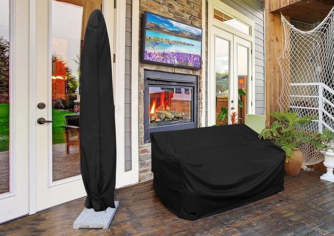 NettyPro Patio Umbrella Cover Outdoor Waterproof Market Umbrella Parasol Cover Fits 6ft to 9ft, Black