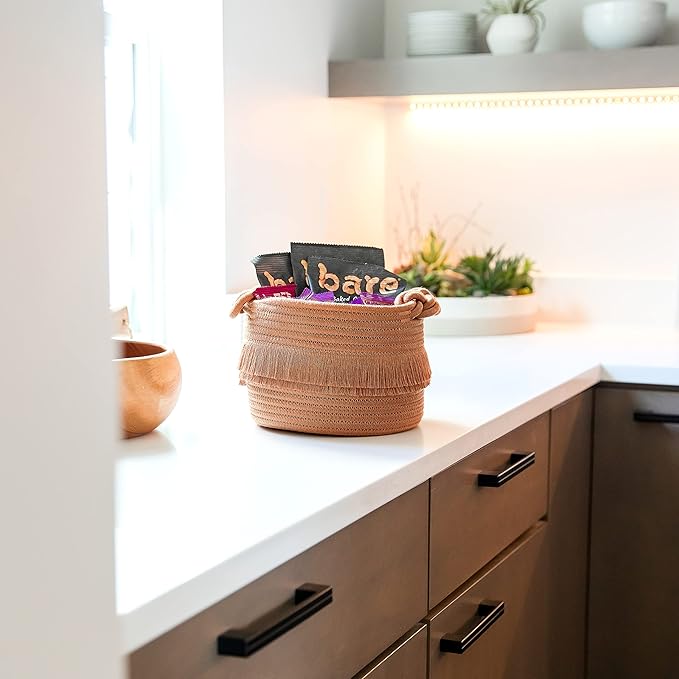 NaturalCozy 3-Piece Boho Decor Storage Basket Set – Cotton Rope Woven Baskets for Organizing! Small Basket for Baby Stuff, Baby Shower, Gift Basket, Nursery Baby Basket, Planter, Toy Basket, Shelves