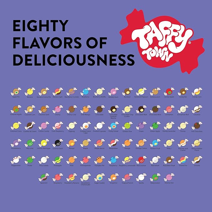 Taffy Town Saltwater Taffy- Tropical Punch | Gourmet Taffy| Nougat-Style Candy| Soft & Delicious| Sumer Snack Treats| Party Good Candies| 2.5lbs