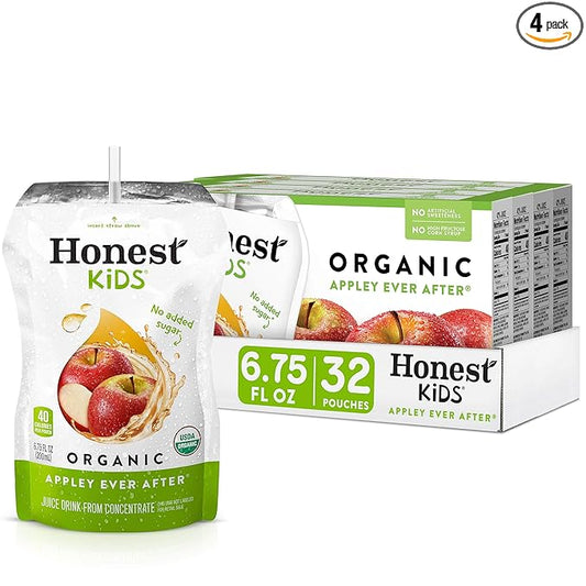 Honest Kids Appley Ever After, Apple Organic Fruit Juice Drink, 6.75 Fl Oz (32 Pack)