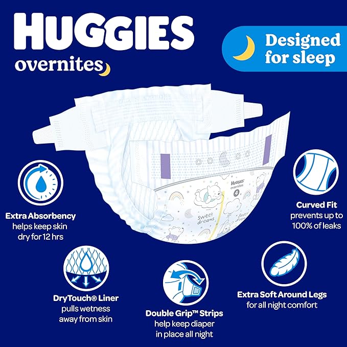 Huggies Overnites Size 6 Overnight Diapers (35+ lbs), 36 Ct