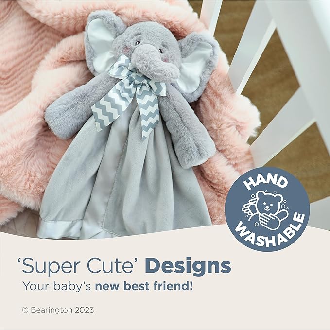 Bearington Baby Lil' Spout Snuggler, 15 Inch Gray Elephant Plush Stuffed Animal Security Blanket Lovey for Babies