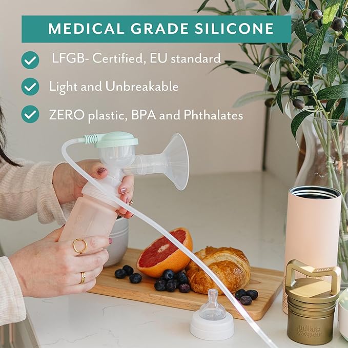 Mila's Keeper Premium Silicone Breast Milk Storage Bottles, for Pumping, Storing and Feeding, Fits Leading Pumps and Nipples, 6 oz Silicone Milk Storage Containers, Wide Neck Pink Sands, Set of 3