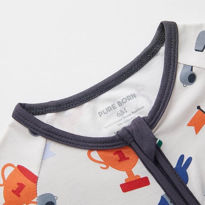 pureborn Baby Infant Boys Girls Sleeper Snug Fit Viscose from Bamboo Pajamas 0-24 Months