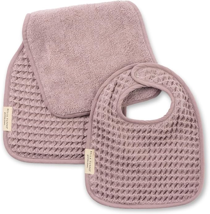 Bella Tunno Baby Bibs and Burp Cloths Set – Reversible Drool Bibs and Soft Absorbent Newborn Burp Cloths, Oeko-TEX Certified (Orchid)