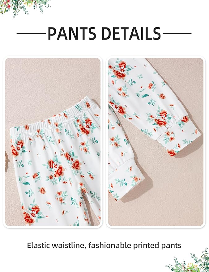 oklady Toddler Baby Girl Clothes Solid Color Ruffle Tops Floral Pants with Headband Fall Winter Cute Girl Outfits