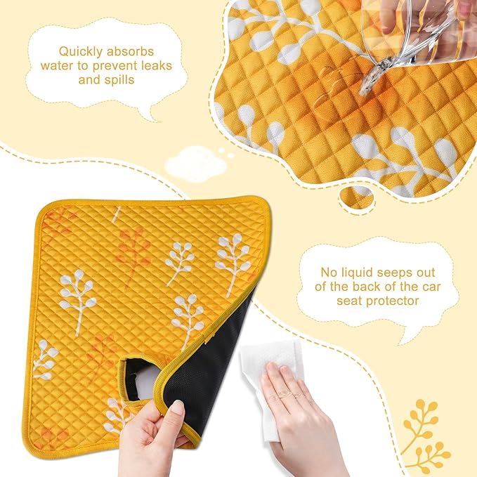 Car Seat Protector for Potty Training, 2 Pack Waterproof CarSeat Liner Toilet Training for Baby Infant Toddler, Dry Seat Piddle Pads Cover for Strollers (Yellow)