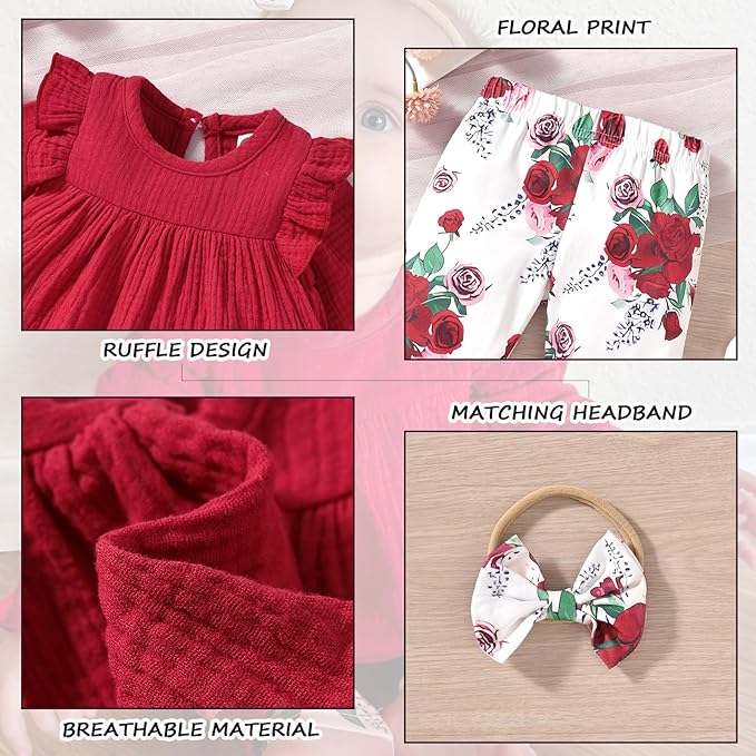 HINTINA Infant Baby Girl Long Sleeve Fall Winter Outfits With Headband