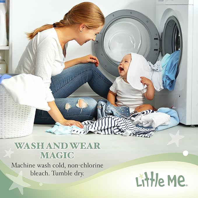 Little Me Clothes for Baby Boys’ and Girls’ 2 Bibs and 1 Burp Cloth Set, Soft Cotton Feeding Essentials with Velcro Closures