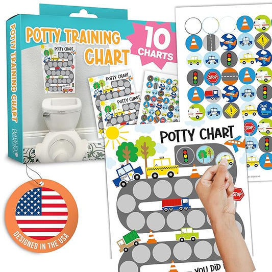 Hadley Designs Potty Training Chart for Boys with Fun Reward Stickers – Sticker Chart for Kids Potty Training, Potty Training Chart for Toddlers Boys, Sticker Chart for Potty Success