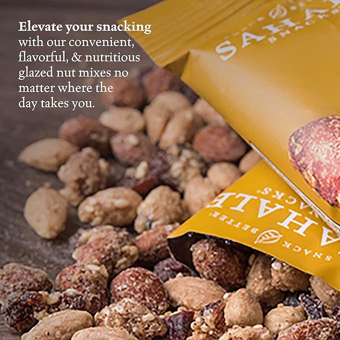 Sahale Snacks Honey Almonds Glazed Mix, 4 oz Pouches (6 Packs) - Dry-Roasted Deluxe Mixed Nuts with Tart Cranberries & Madagascar Vanilla - Non-GMO, Kosher, & Certified Gluten-Free Snacks