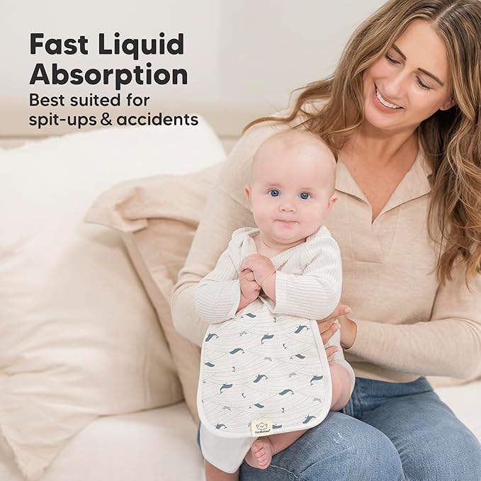 Organic Burp Cloths Baby Boy & Girl - 5-Pack Super Absorbent Cotton Burping Cloths for Babies, Soft & Plush Newborn Spit Up Rags, Infant Towels for Milk Spit Up, Unisex, Large 21" x 10" (Marine Muse)