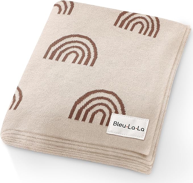 Baby Blanket for Girls and Boys - 100% Cotton Buttery Soft Cozy Receiving Swaddle Stroller Blanket for Shower Gift Registry for Newborns, Infants, Toddlers (Rainbow - Taupe)
