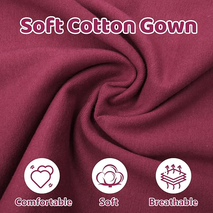 Baby Gown 0-6 Months, Super Soft Infant Nightgown for Baby Girl, Long Sleeve Newborns Sleepers Gown, Newborn Girls Outfits Essential with Headband Set Red