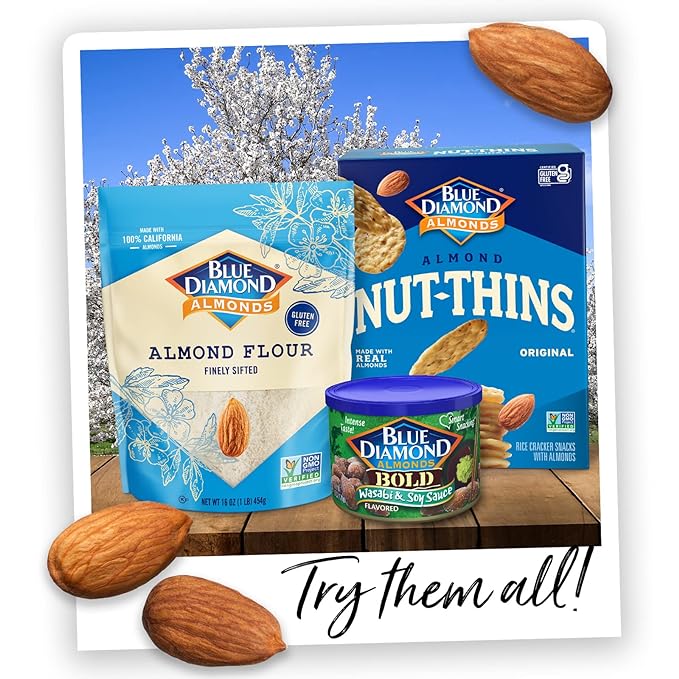 Blue Diamond Almonds Whole Natural Raw Snack Nuts, 100 Calorie Travel Bags, 32 count