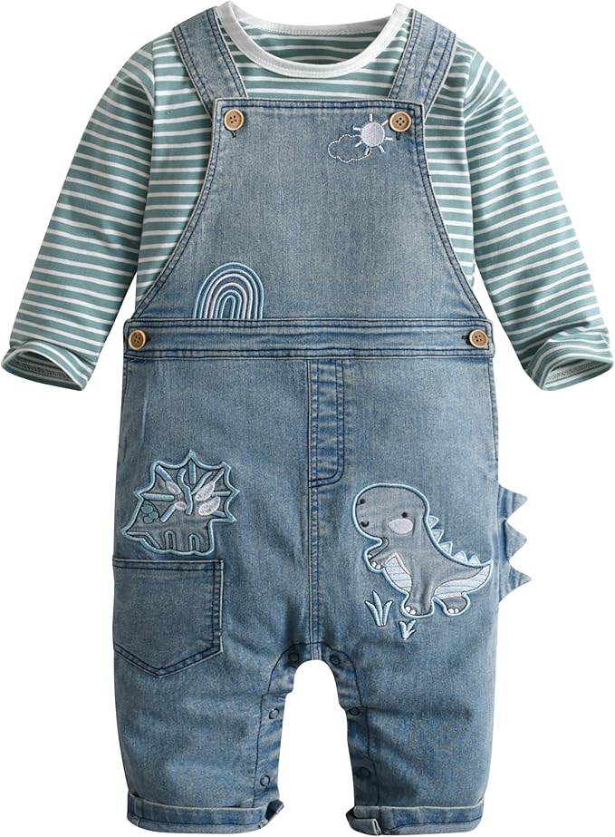 Cute Baby Boy Clothes Suit Toddler Boys' Striped long Sleeve T-Shirt+Denim Overalls Jumpsuit Pants Outfits Sets