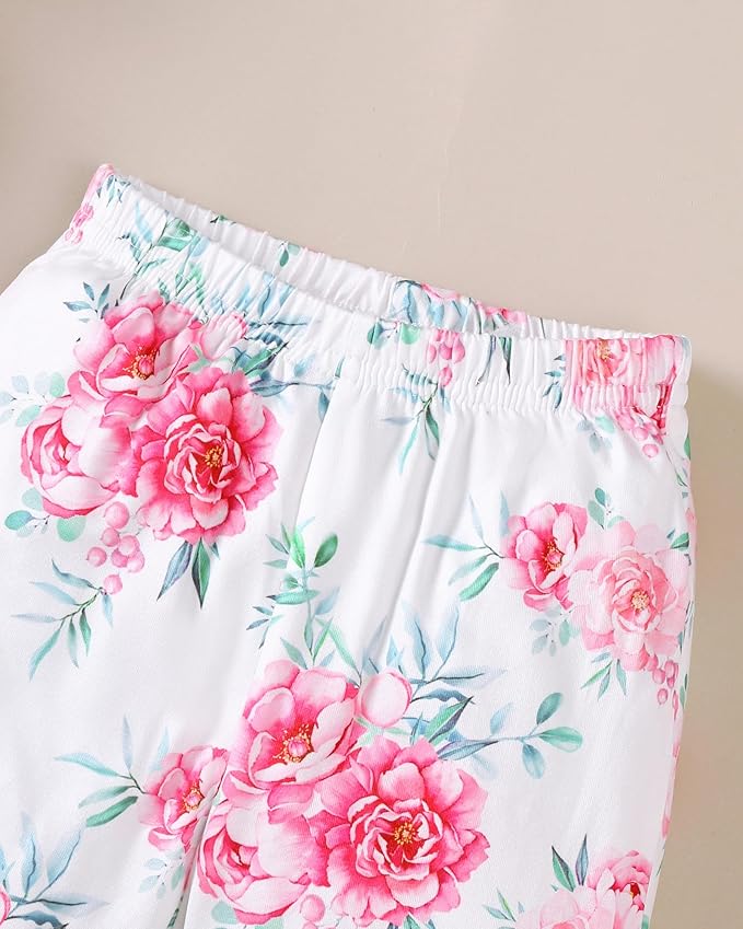 SUNNY PIGGY Newborn Baby Girl Clothes Infant Outfits Romper Floral Fall Outfit Bell Bottoms Pant Sets Hat Headband Flowerpant