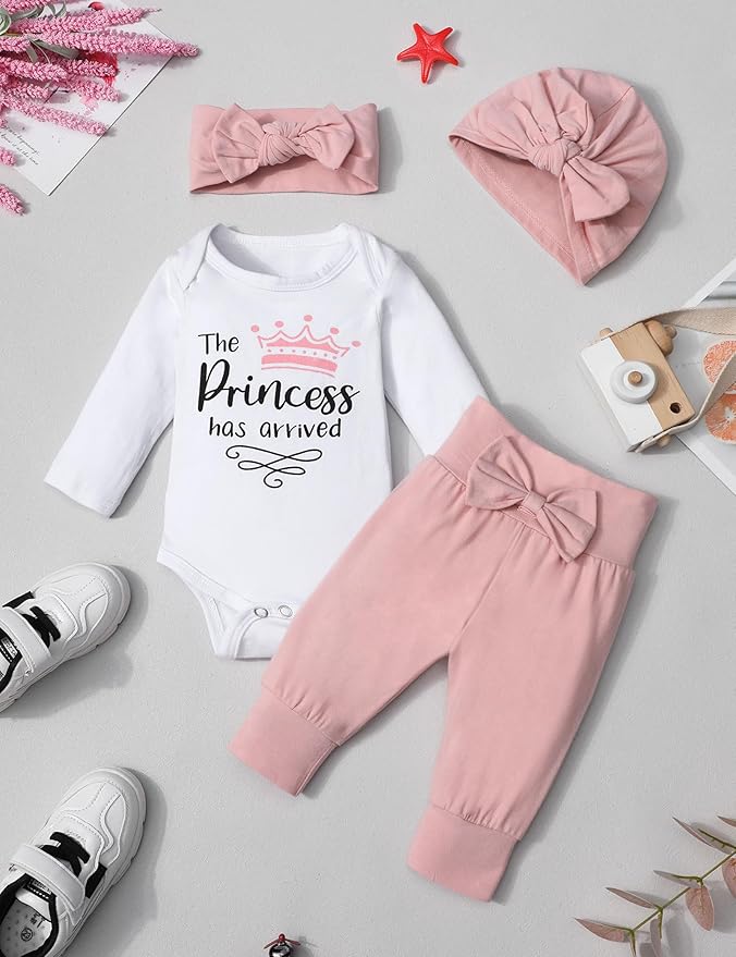 Infant Newborn Baby Girl Clothes Baby Girl Outfits For All Seasons Long Sleeve Snap Romper Pant Sets With Headband