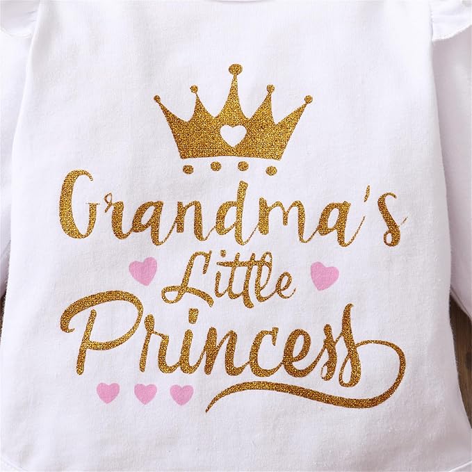 Newborn Baby Girl Outfits Infant Letter Print Romper+Tutu Skirt+Headband+Legging Warmer Coming Home Clothes Set