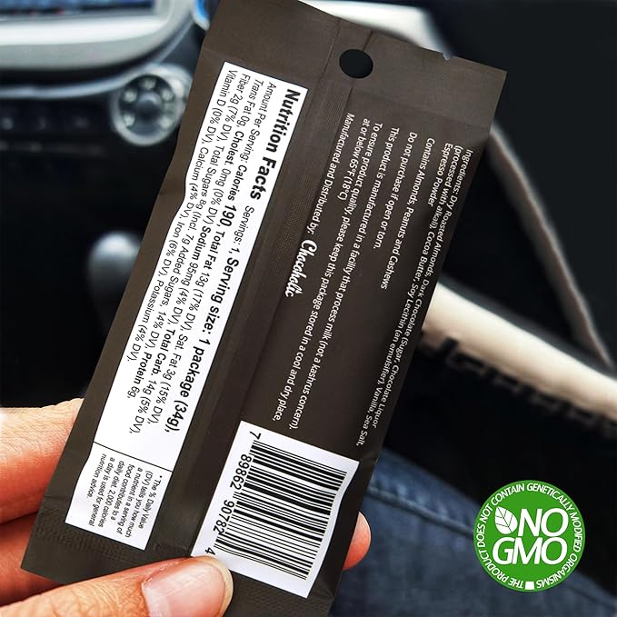 Skinny Coated Dark Chocolate Espresso Snacks, Chocolate Flavored Almonds Healthy in Bulk - Skinny Almonds, Kosher, Gluten Free Sweet Snacks for Adults, 1.2Oz p/Bag, 6 Pack