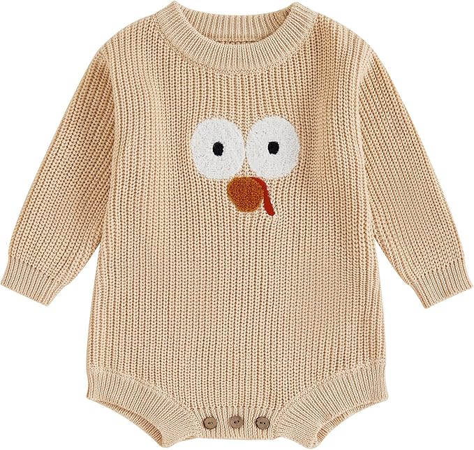 FYBITBO Baby Girl Boy Sweater Knit Oversized Pullover Sweatshirt Romper Onesie Warm Fall Winter Clothes Outfit Newborn