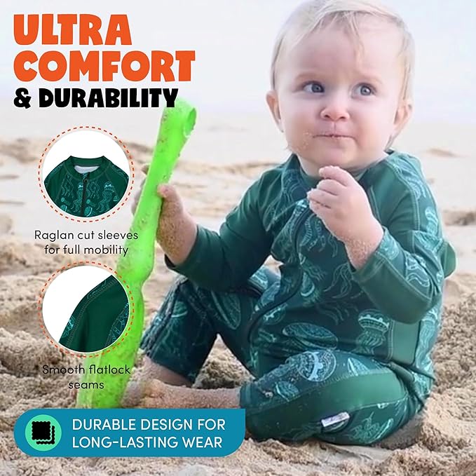 SwimZip Boys' Long-Sleeve UPF 50+ Swimsuit for Baby, Toddler, & Little Boys