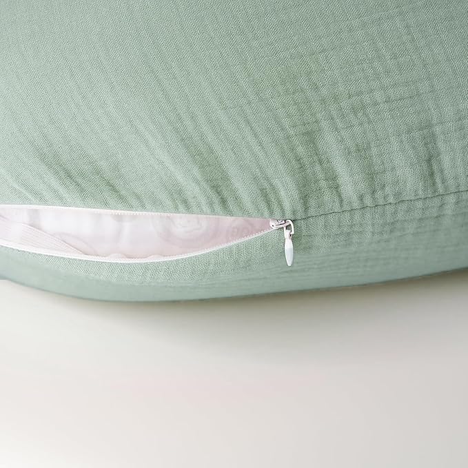 Konssy Muslin Nursing Pillow Covers, Soft and Cute Nursing Covers for Breastfeeding Pillows, Ideal for Newborn Baby Boys and Girls (Green, Leafy) - 2 Pack