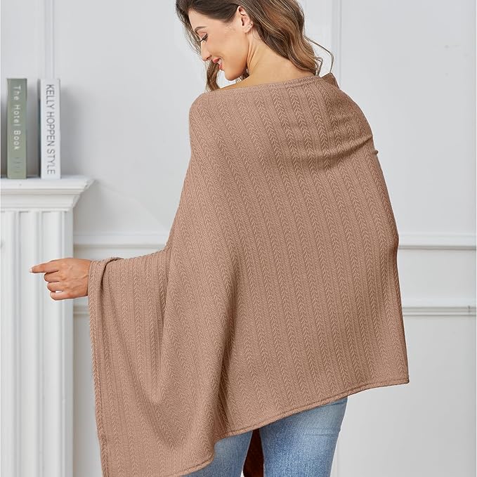 Nursing Cover for Baby Breastfeeding, Organic Cotton Knit Breastfeeding Cover, Warm Cozy Swaddle, Breathable and Soft, Wide Neck with Stretch for Easy View (Chestnut)