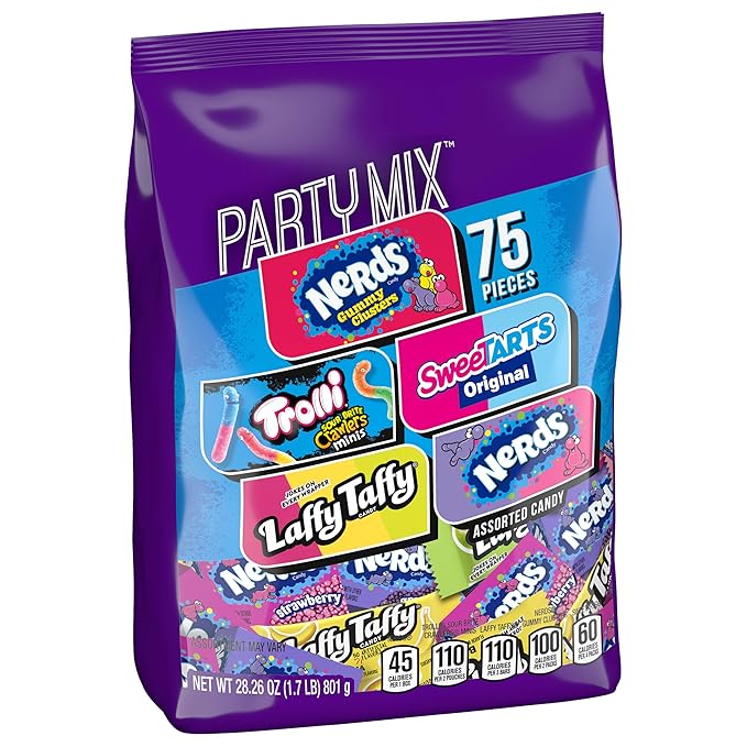 SweeTARTS Variety Party Mix, Individually Wrapped Assorted Candy, 28.6 Ounce (75 Count)