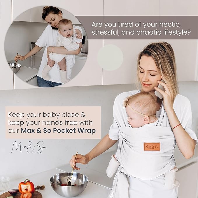 Baby Wraps Carrier Newborn to Toddler – Soft, Hands-Free & Stretchy – Cotton – Ergonomic, Breathable, Machine Washable – Newborn Baby Sling Carrier – Adjustable Fit (8-35 lbs)