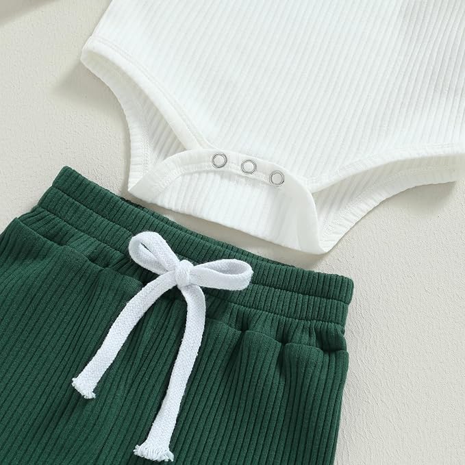Newborn Baby Boy Girl Clothes Ribbed Knitted Long Sleeve Romper Pants Solid Cotton Infant Fall Winter Outfits 2Pcs
