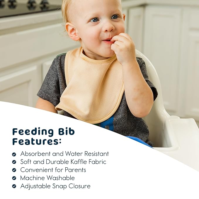 Tiny Twinkle 8 Pack Baby Food Bibs for Eating - Waterproof & Absorbent 6-12 Months Infant Bibs, OEKO-TEX Certified Drooling Bibs for Baby Led Weaning(Neutral Set 8-Pack)