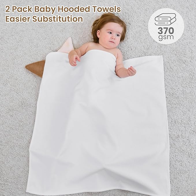 Mooreeke 2 Pack Toddler Towels - 100% Cotton Toddler Hooded Towels - Soft Baby Bath Towel with Hood for Newborn - Comfort Towel for Baby Girls and Boys - Animal Shaped (Puppy & Cat)