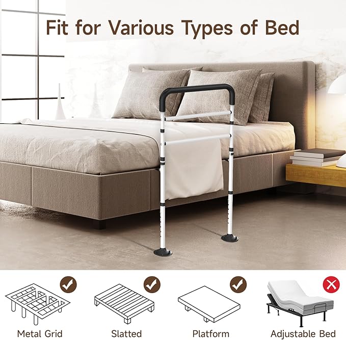 WAYES Bed Rails for Elderly Adults - Bed Safety Handle, Adjustable Height, Fits King, Queen, Full, Twin Bed