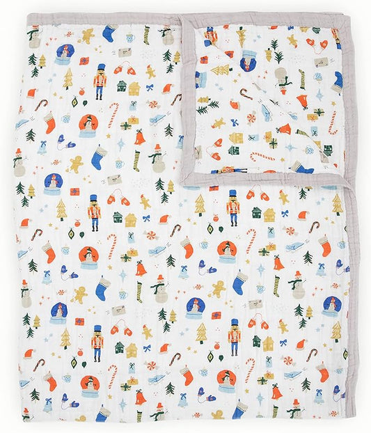 Little Unicorn Premium Quilted Throw | Super Soft, Multi-Layered Muslin XL Blanket| Great for Kids & Families (Christmas Time)