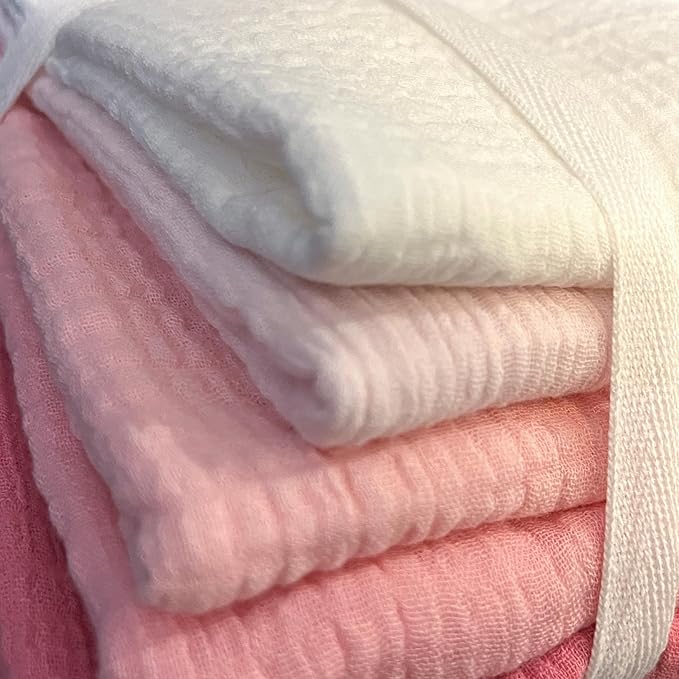HonestBaby Multipack Woven Burp Cloths Soft Absorbent Multi-Layered 100% Organic Cotton Infant Baby Boys, Girls, Unisex, Pink Ombre, One Size