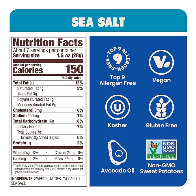 Jackson’s Potato Classic Kettle Chips with Sea Salt (1.5oz, Pack of 28) - Made with Premium Avocado Oil - Allergen-friendly, Gluten Free, Peanut Free, Vegan, Kosher - Shark Tank Product