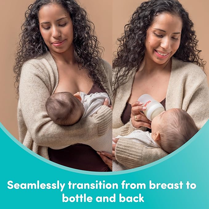 NUK Perfect Match 2-in-1 Natural and Anti-Colic 8oz Bottle with Adaptable Medium Flow Nipple, 2 Pack