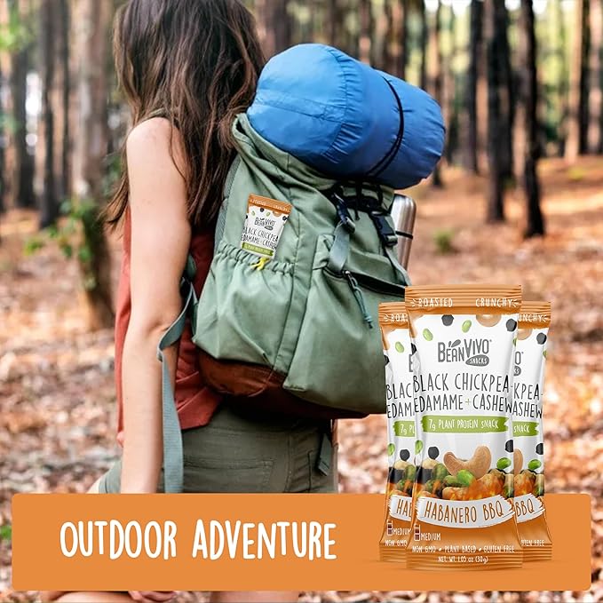 BeanVIVO Healthy Snacks for Adults & Kids with 7g Protein & 5g Fiber per Serving with Dried Edamame, Roasted Cashew and Black Chickpeas - Vegan & Gluten Free - Keto Friendly & Non-GMO - 8Pack (1.05 oz Each Pouch)